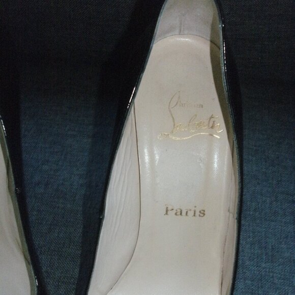 Christian Louboutin Red Bottom Black Patent Leather High Heel Pumps Shoes ~ 39.5 - Picture 8 of 10